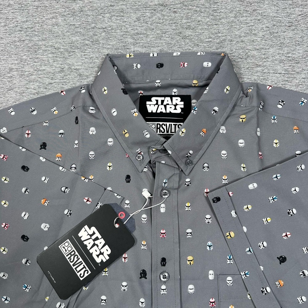 RSVLTS x Star Wars Shirt Mens 2XL Gray Lil Troopers Button Down Stretch